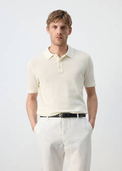100% cotton open-knit polo shirt — Off White 1