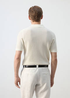 100% cotton open-knit polo shirt — Off White 3