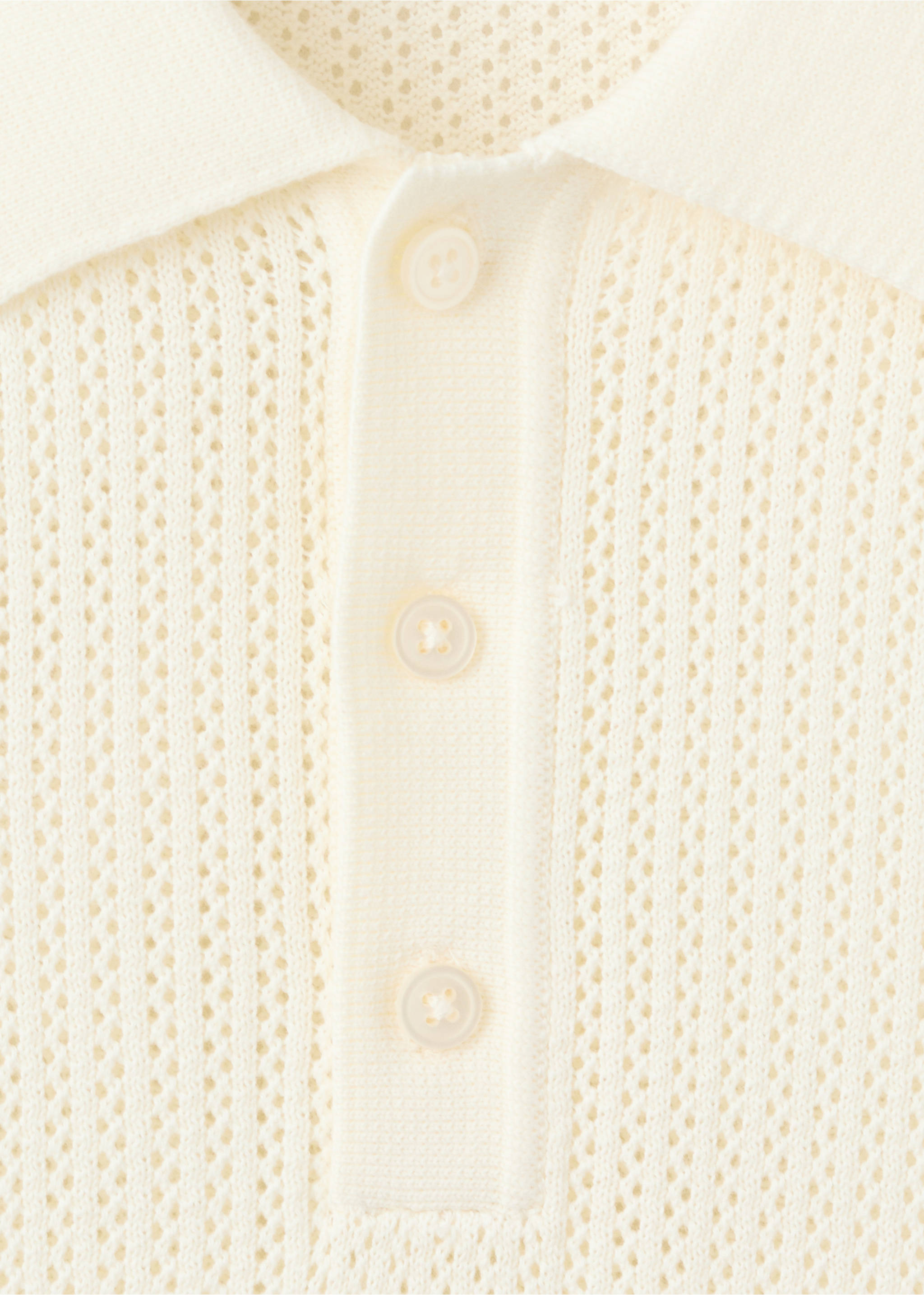 Polo punto algodón calado - Detalle del artículo 8, Blanco roto. Ref: 37001439-00.