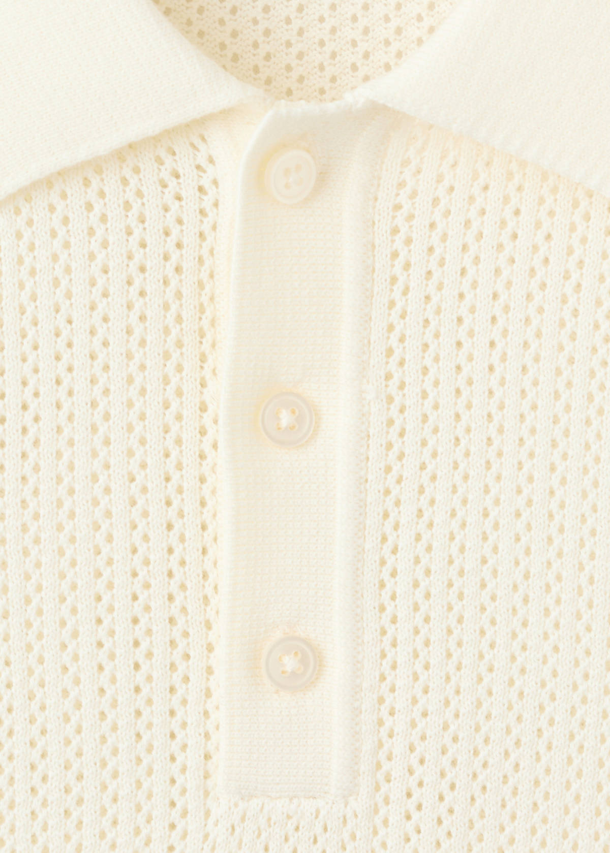 100% cotton open-knit polo shirt — Off White