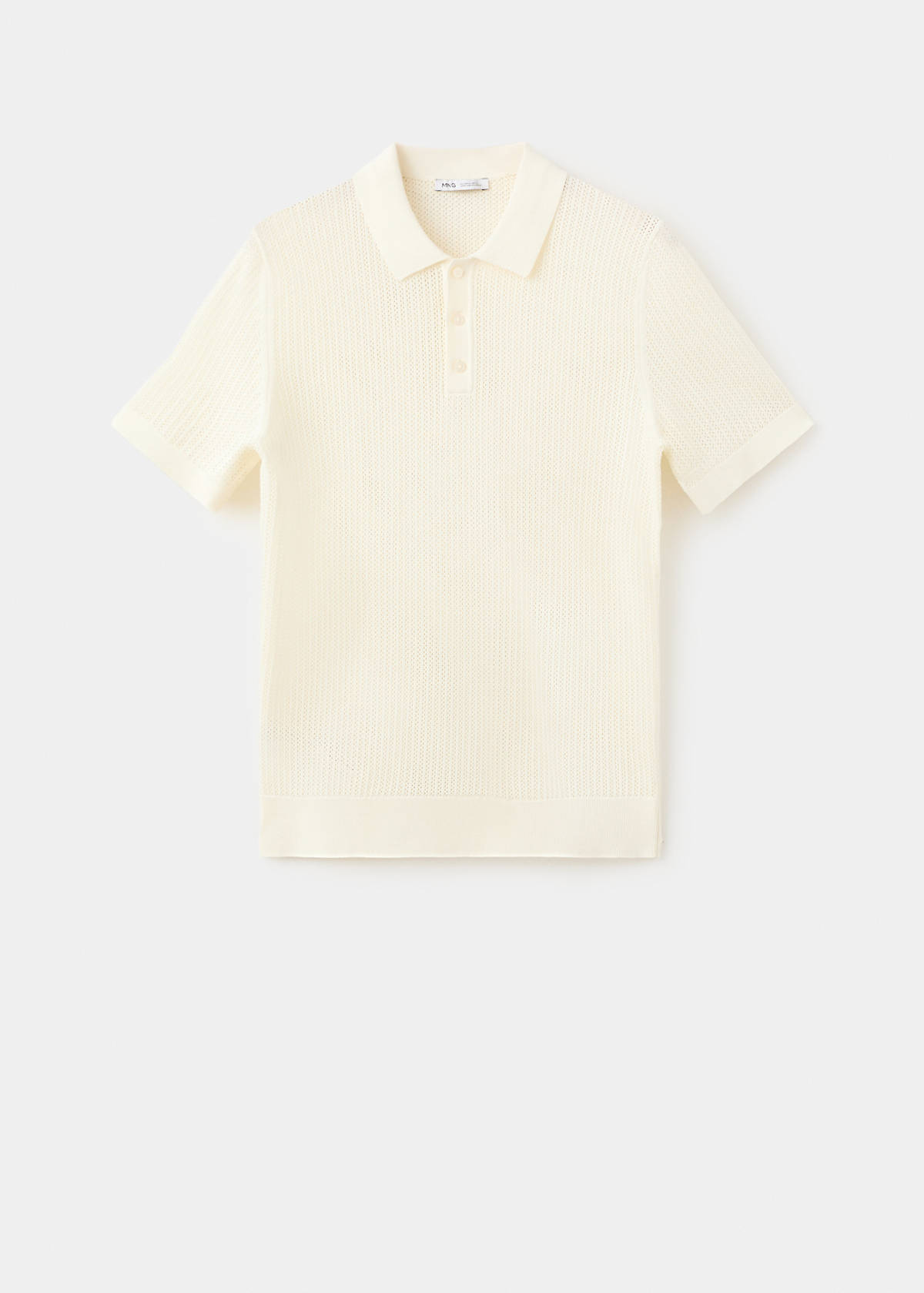 100% cotton open-knit polo shirt — Off White