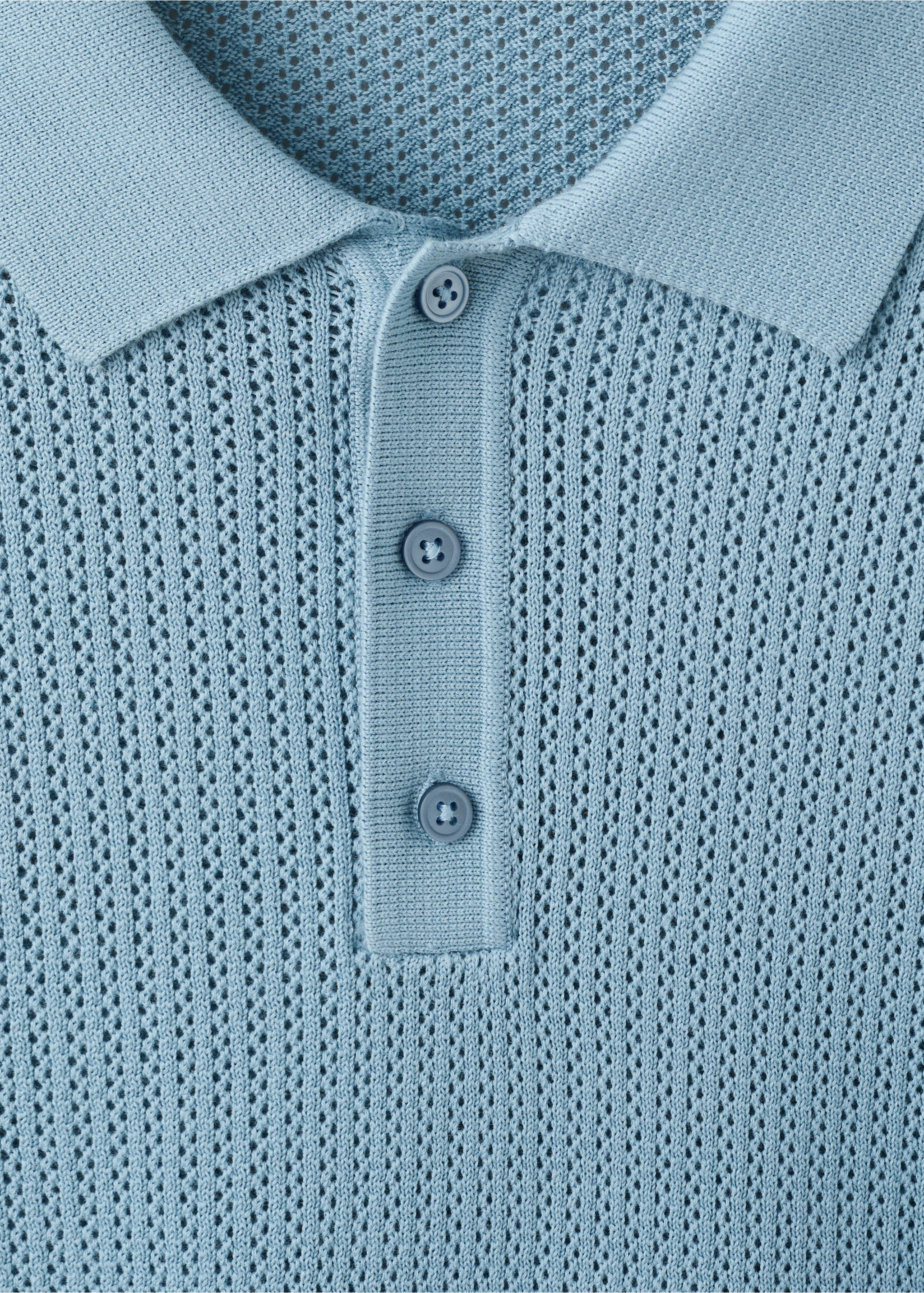 Polo punto algodón calado - Detalle del artículo 8, Verde agua. Ref: 37001439-00.