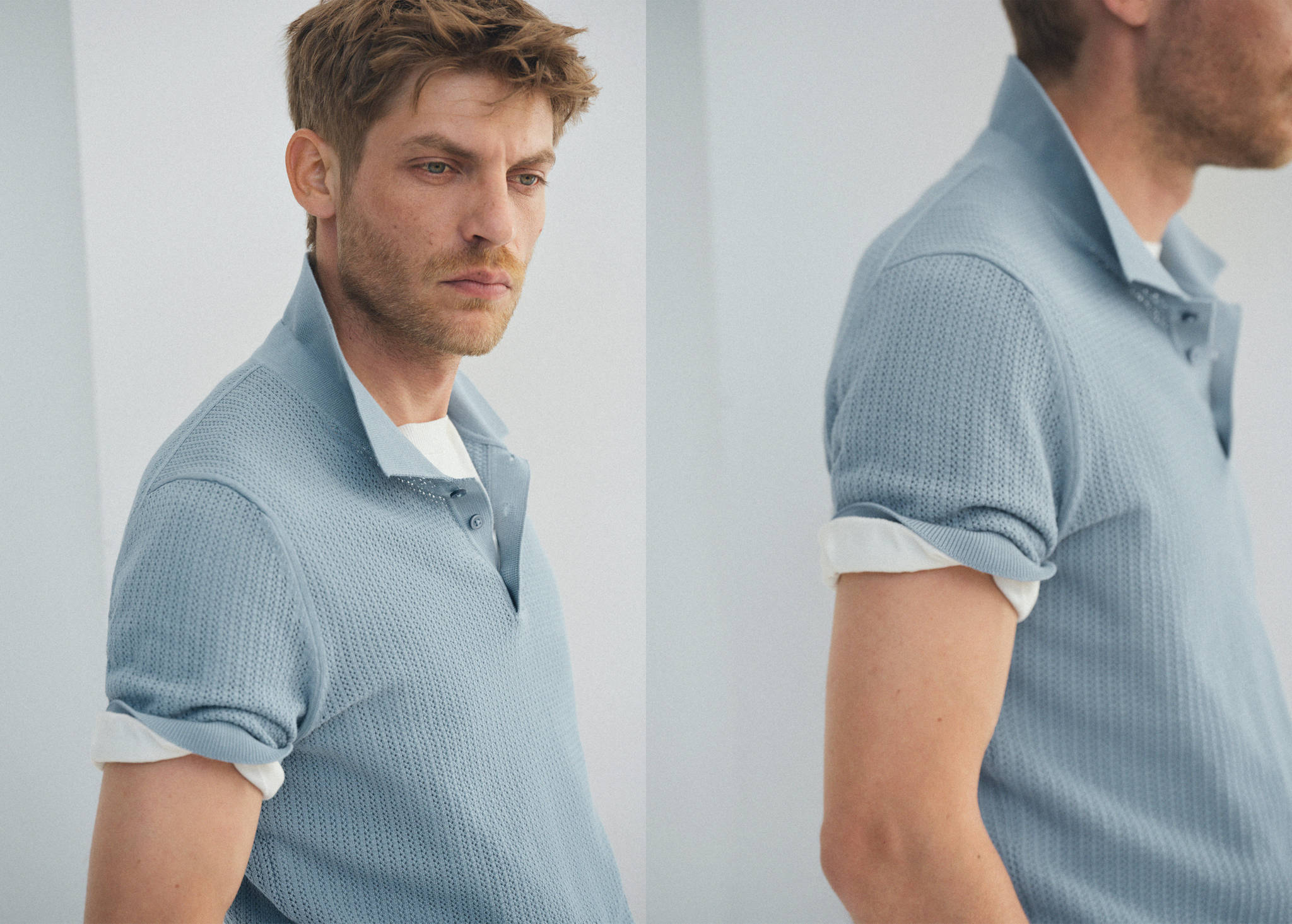 100% cotton open-knit polo shirt - Panoramic plane