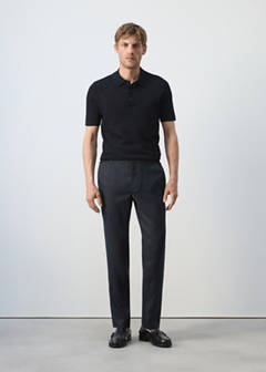 100% cotton open-knit polo shirt — Navy 2