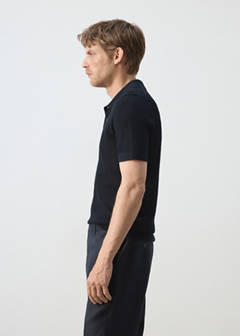 100% cotton open-knit polo shirt — Navy 5