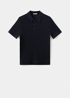 100% cotton open-knit polo shirt — Navy 6
