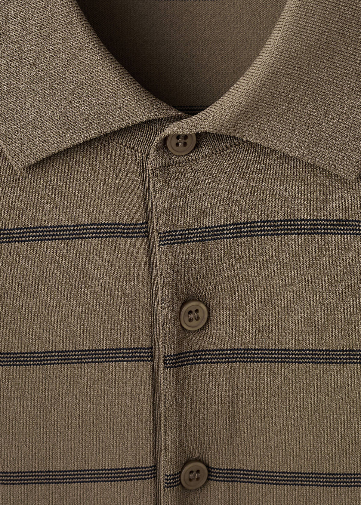 Striped fine-knit polo shirt — Medium Brown