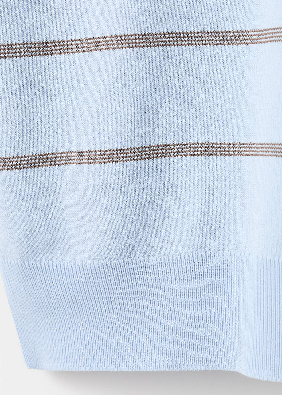 Striped fine-knit polo shirt — Sky Blue