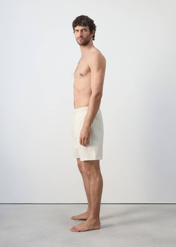 Seersucker striped swimsuit — Beige