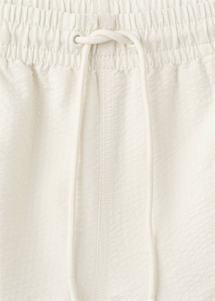 Seersucker striped swimsuit — Beige