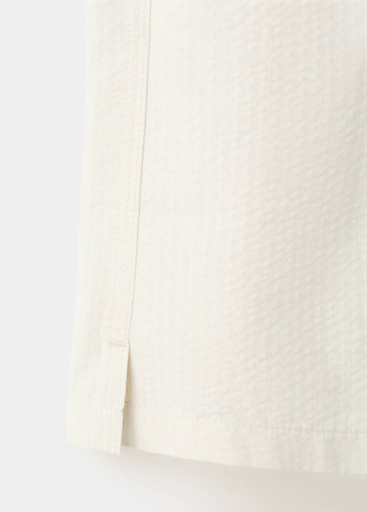 Seersucker striped swimsuit — Beige