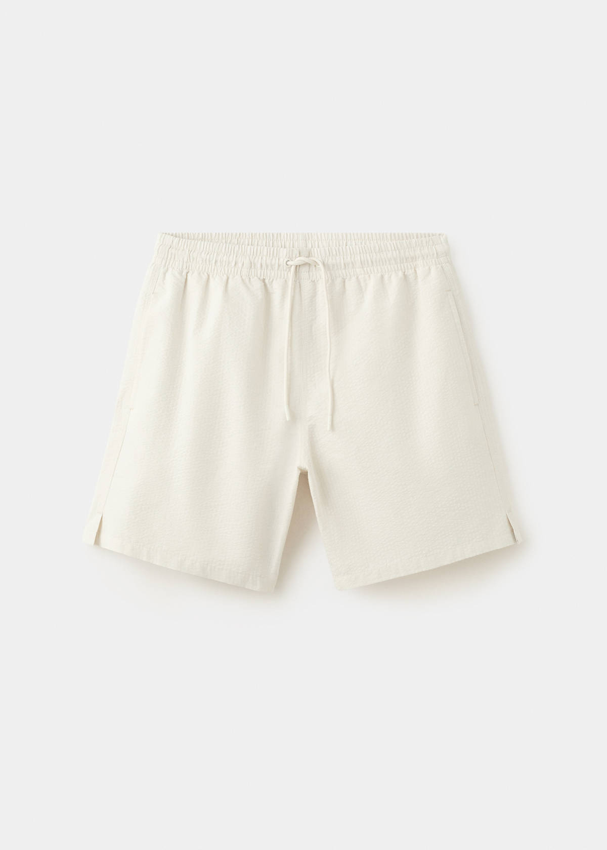 Seersucker striped swimsuit — Beige