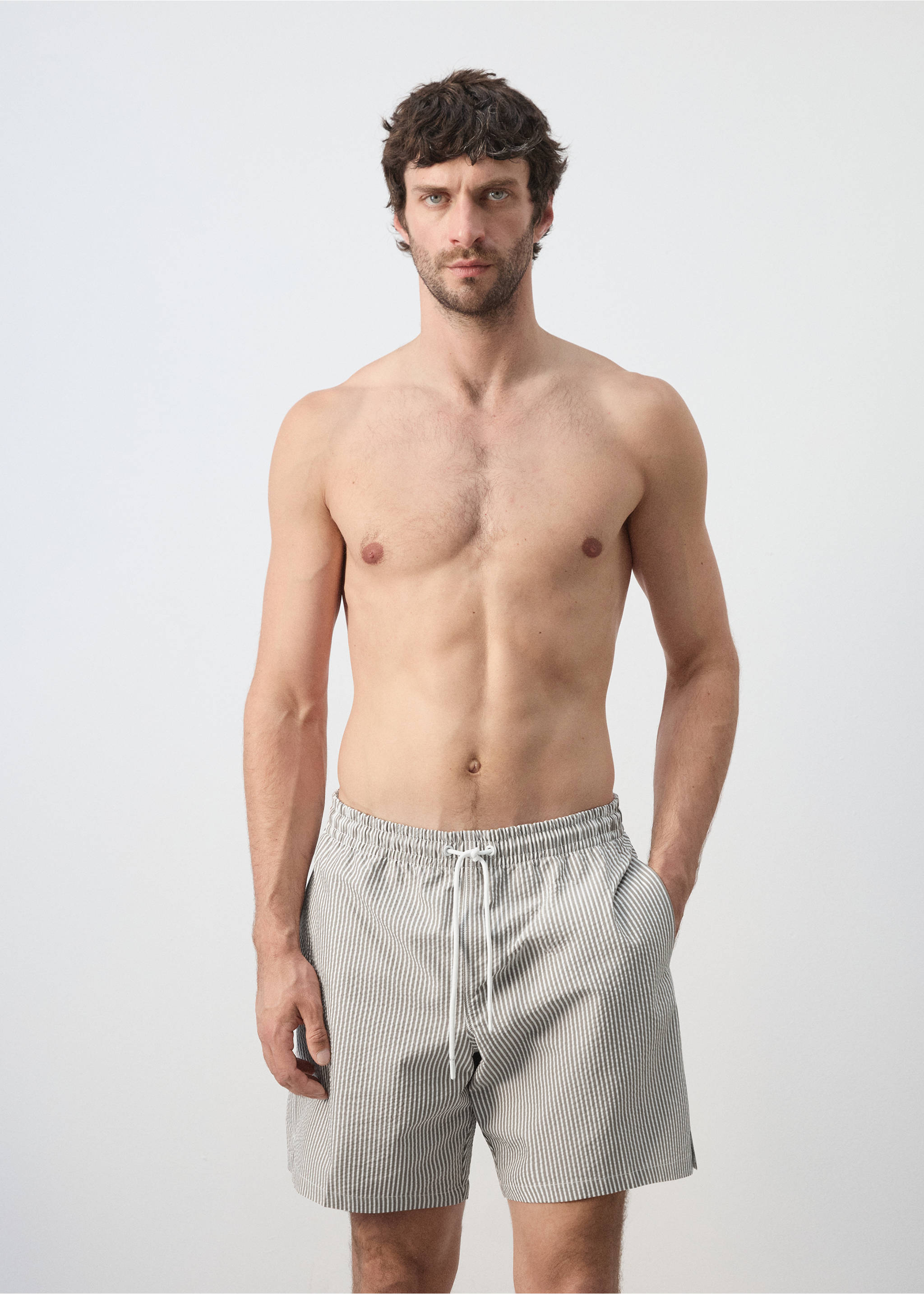 Swimming trunks seer - Средний план, Хаки. Ref: 37001442-00.