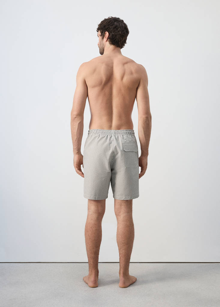 Seersucker striped swimsuit — Khaki