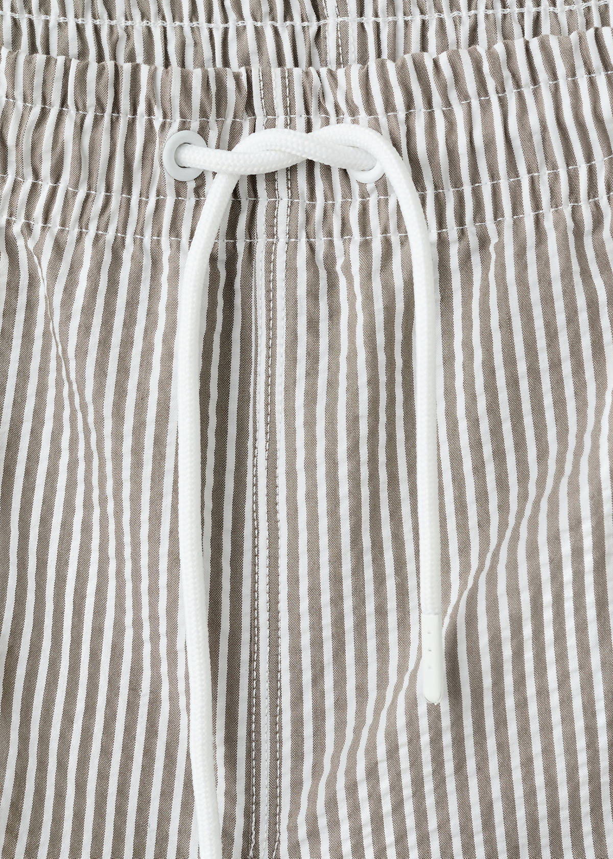 Seersucker striped swimsuit — Khaki