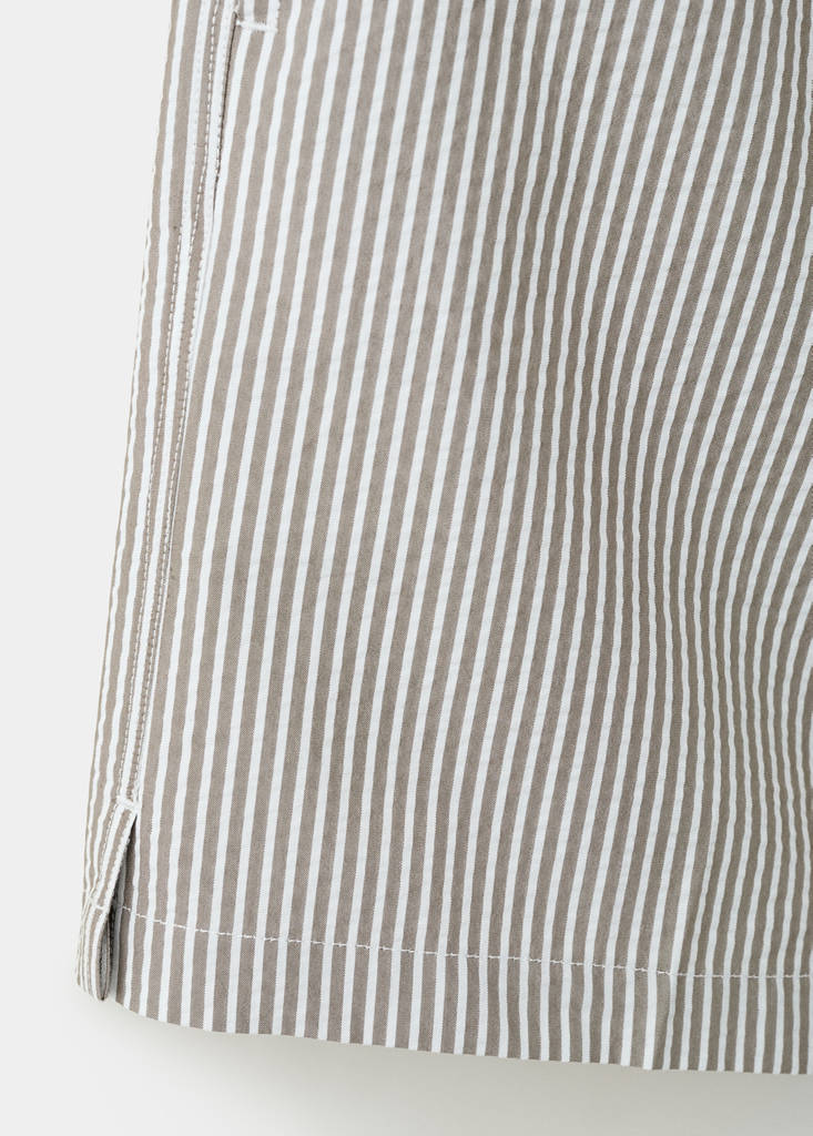 Seersucker striped swimsuit — Khaki