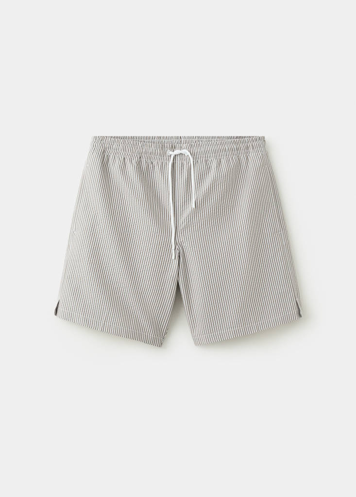 Seersucker striped swimsuit — Khaki