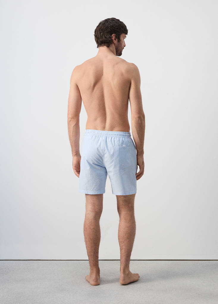 Seersucker striped swimsuit — Sky Blue