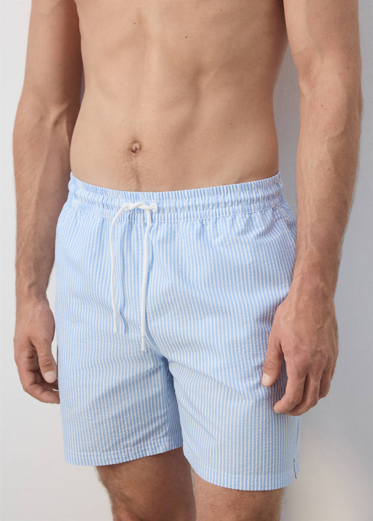 Seersucker striped swimsuit — Sky Blue
