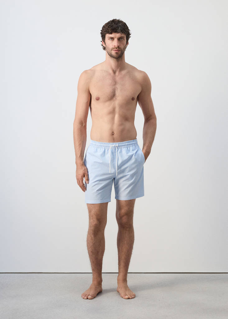 Seersucker striped swimsuit — Sky Blue