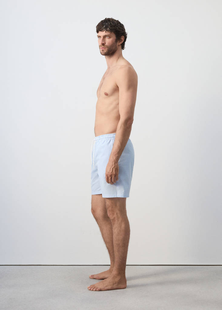 Seersucker striped swimsuit — Sky Blue
