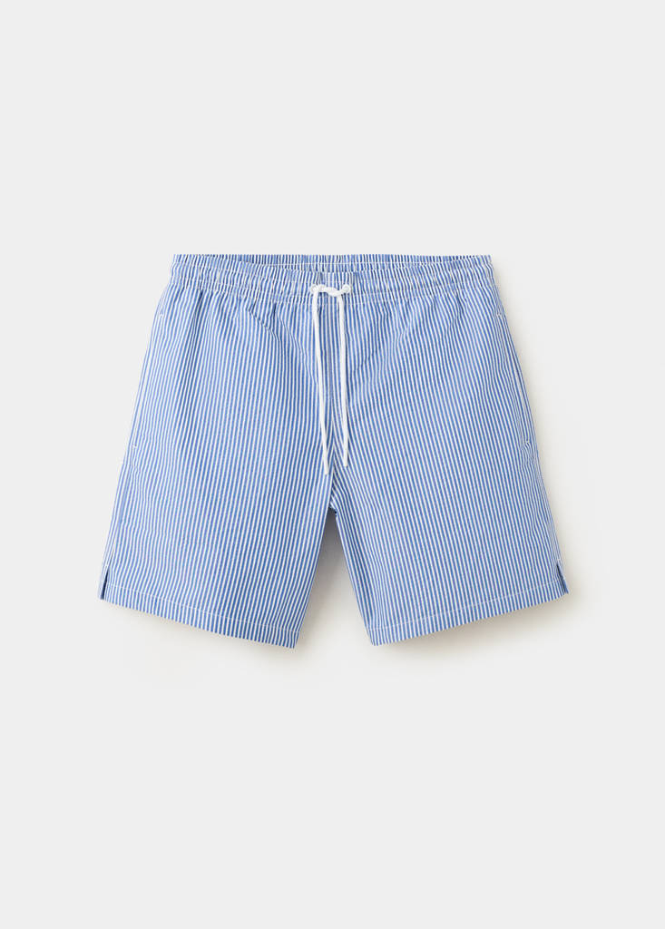 Seersucker striped swimsuit — Ink Blue