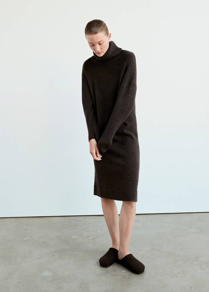 Turtleneck knit nightdress — Chocolate