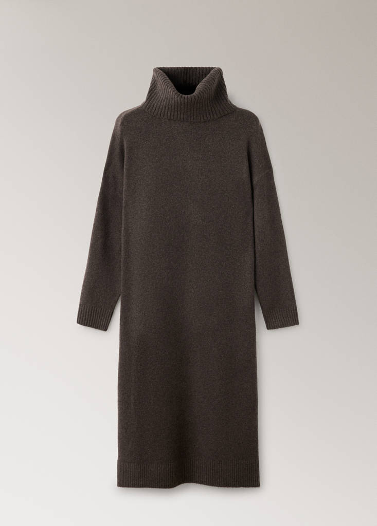 Turtleneck knit nightdress — Chocolate