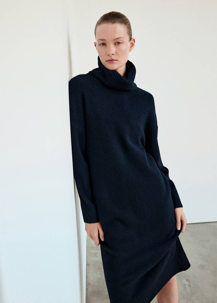 Turtleneck knit nightdress — Navy