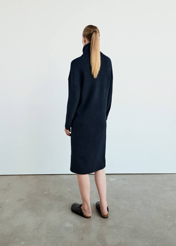 Turtleneck knit nightdress — Navy