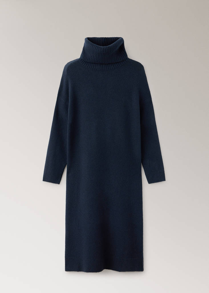 Turtleneck knit nightdress — Navy