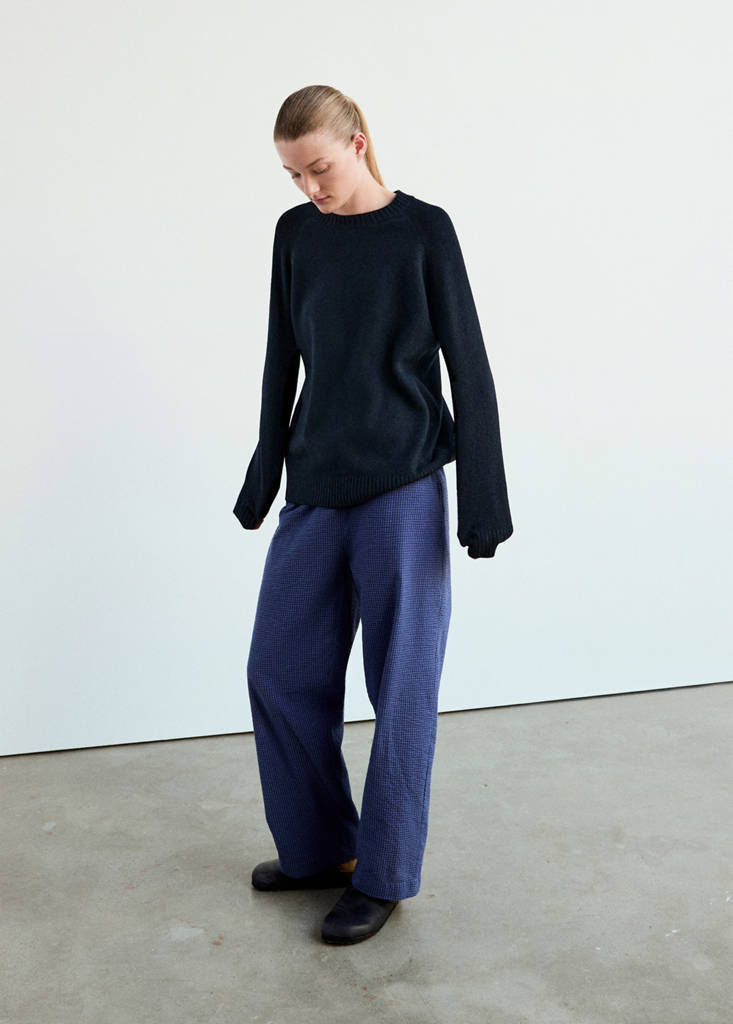 Jersey pyjama knit round neck — Navy