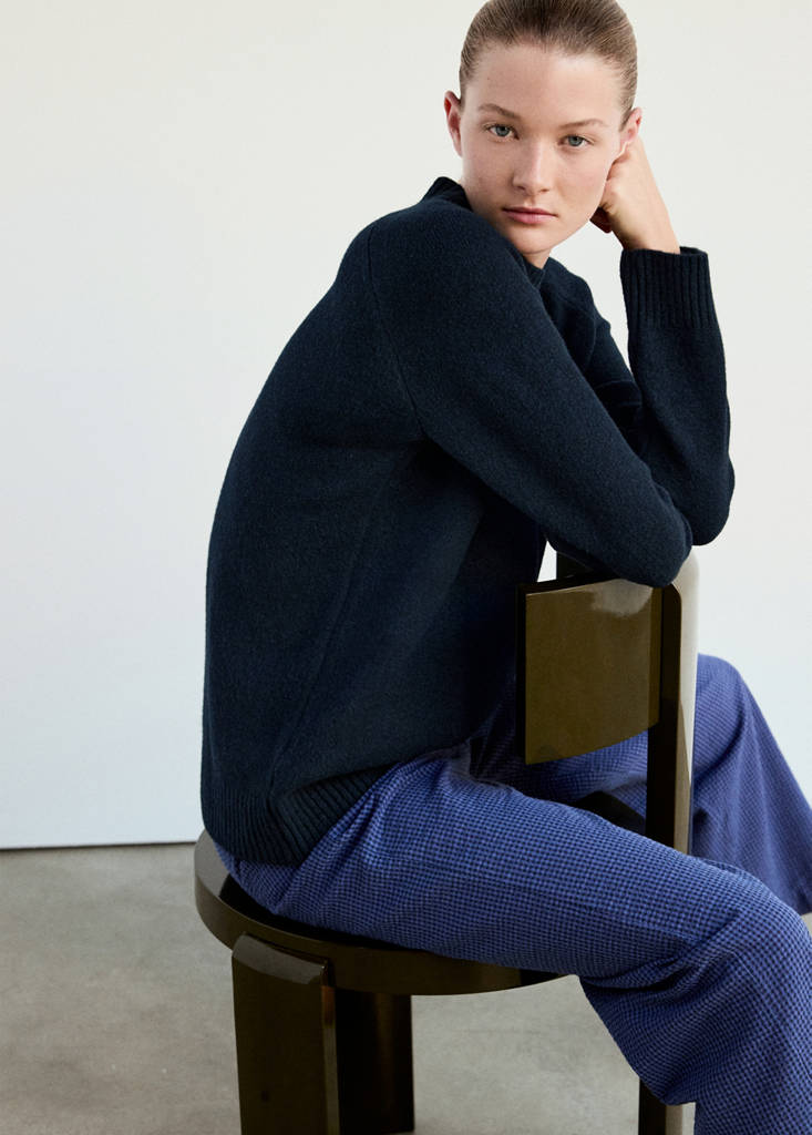 Jersey pyjama knit round neck — Navy