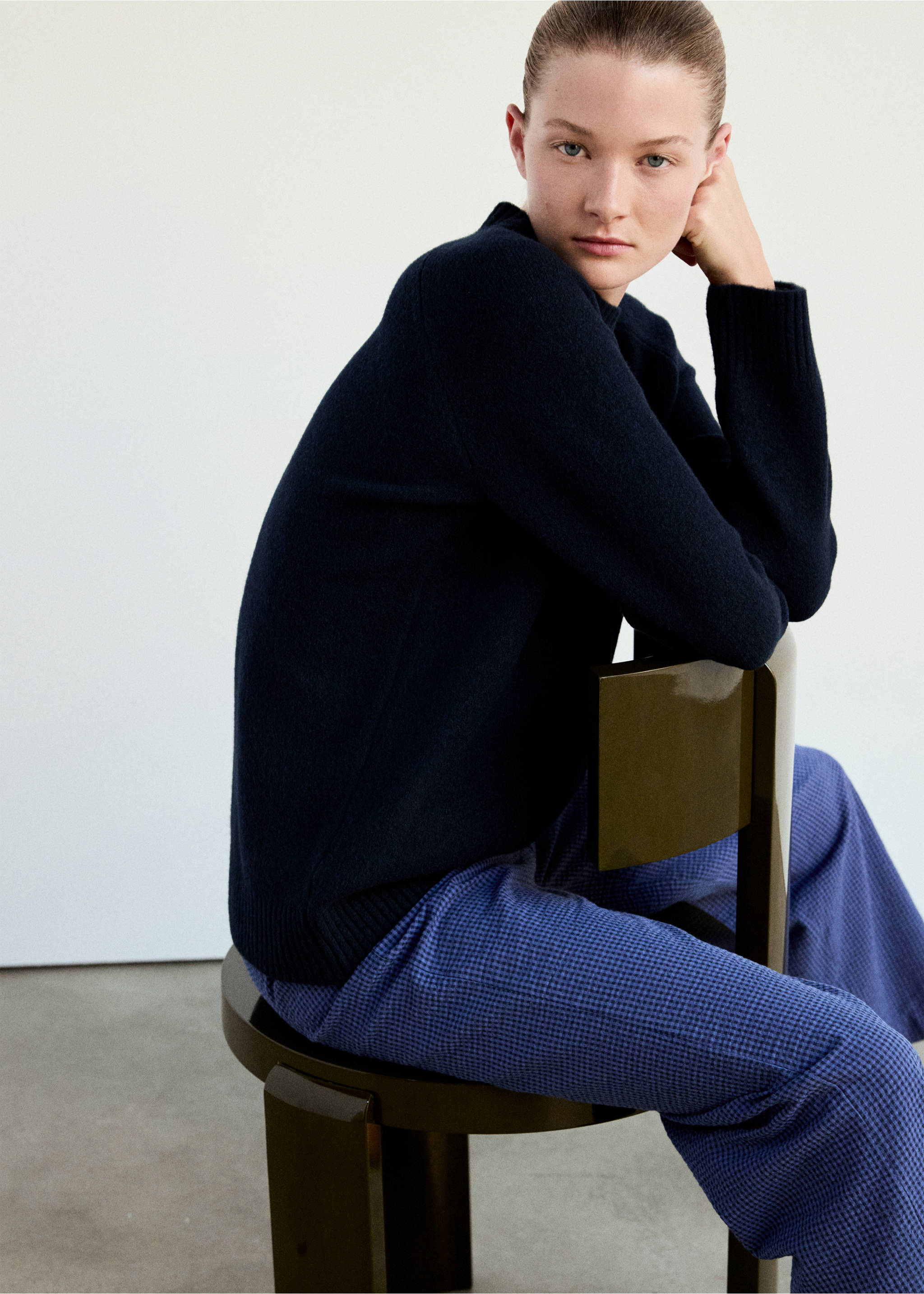 Jersey pyjama knit round neck - Details of the article 3, Navy. Ref: 37001444-00.