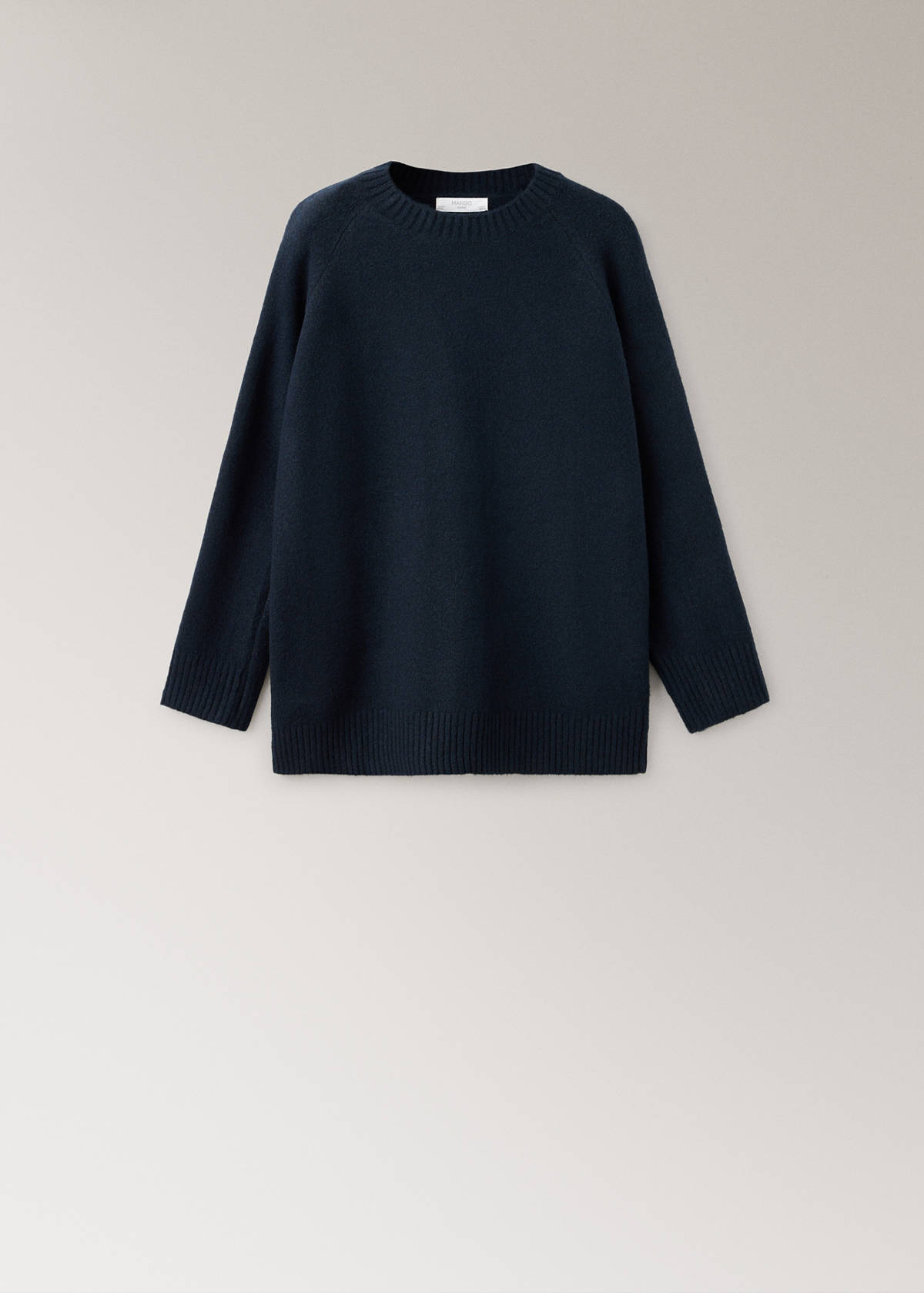 Round-neck knitted sweater — Navy