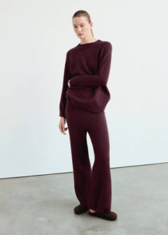 Round-neck knitted sweater — Burgundy 2