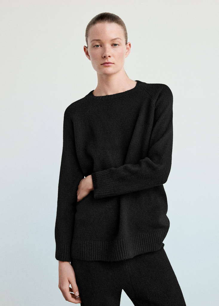 Jersey pyjama knit round neck — Black