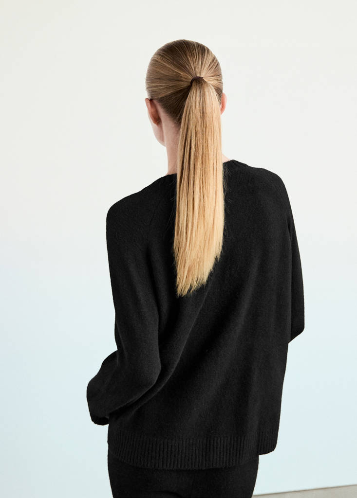 Jersey pyjama knit round neck — Black