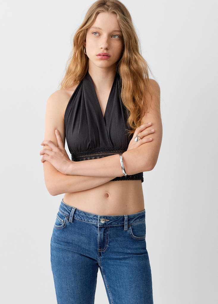Low waist flare jeans — Dark Blue
