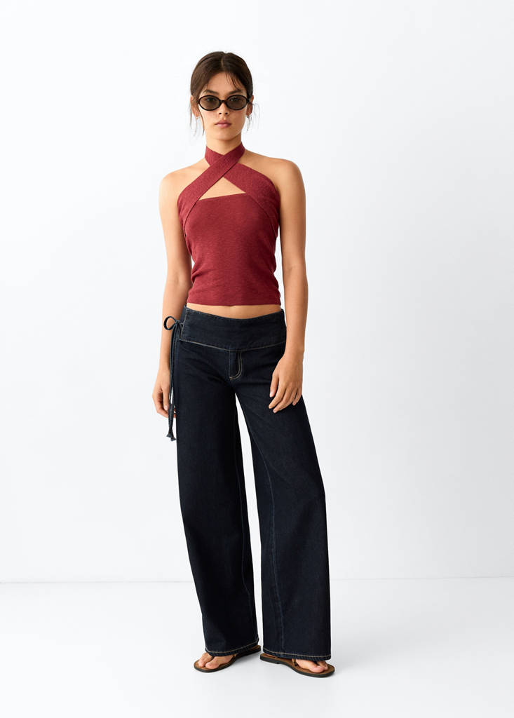 Lyocell cotton jeans with waistband detail — Open Blue