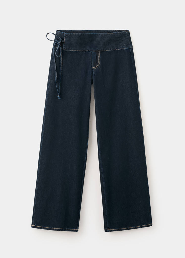 Lyocell cotton jeans with waistband detail — Open Blue