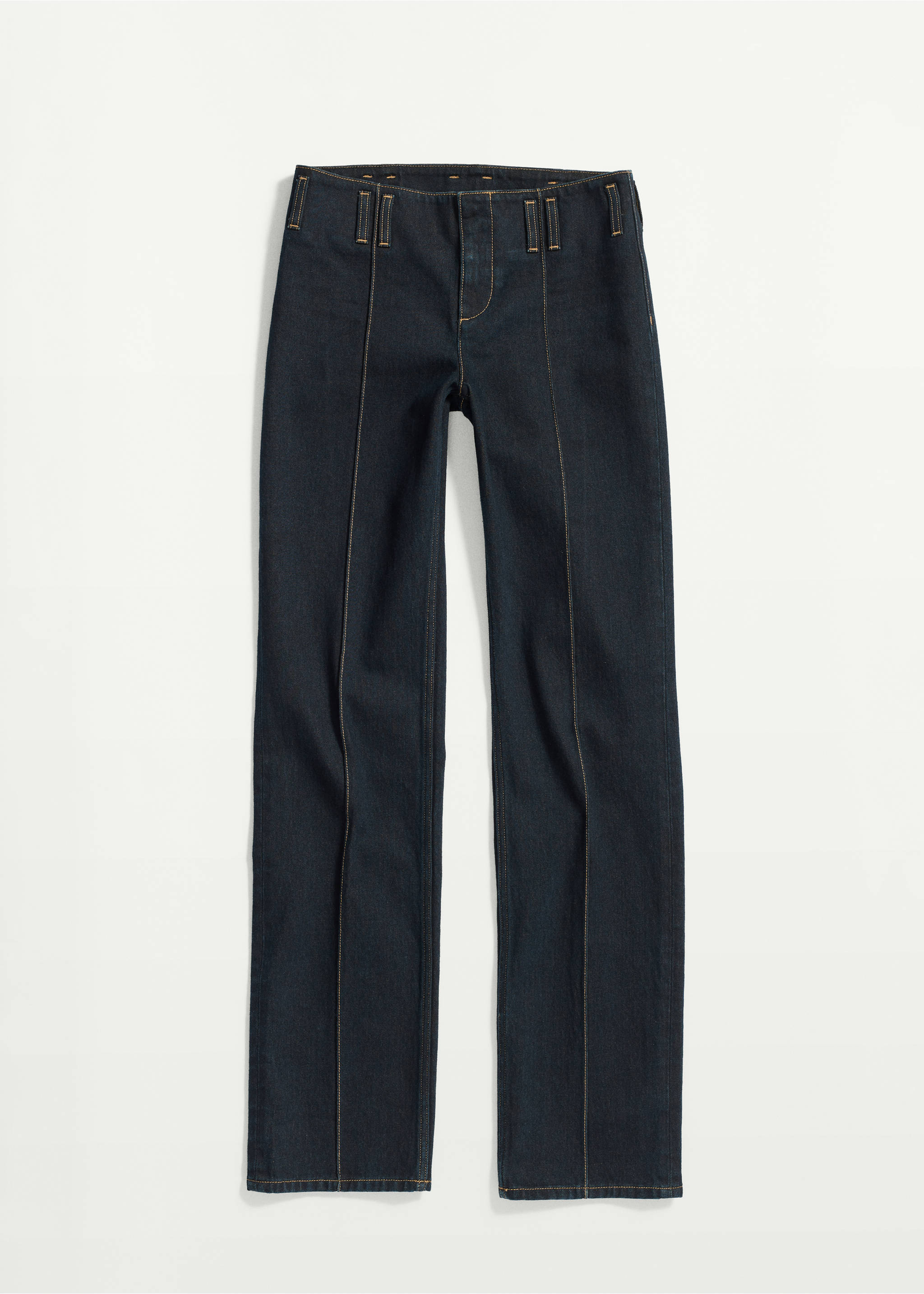 Jean droit détail couture - Article sans modèle, Bleu. Ref: 37001452-00.
