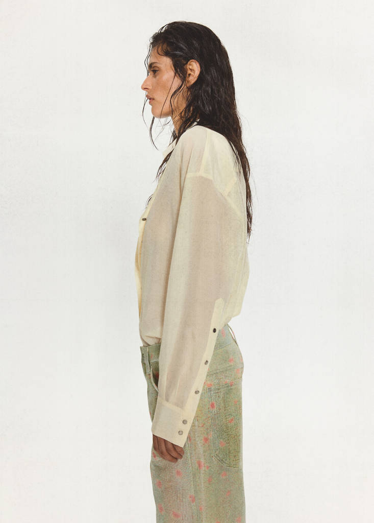 Foil-printed straight jeans — Silver