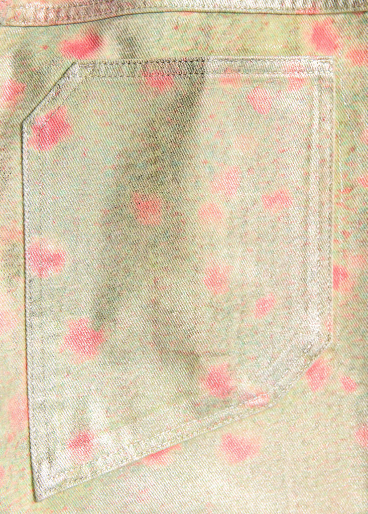 Foil-printed straight jeans — Silver
