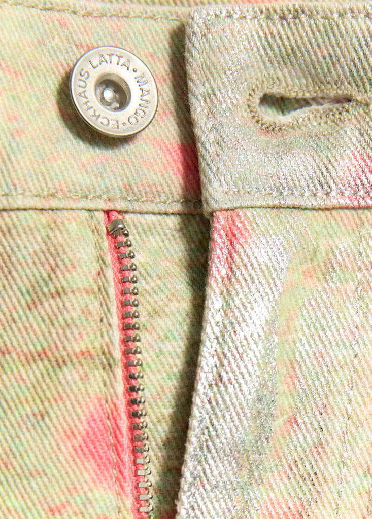 Foil-printed straight jeans — Silver