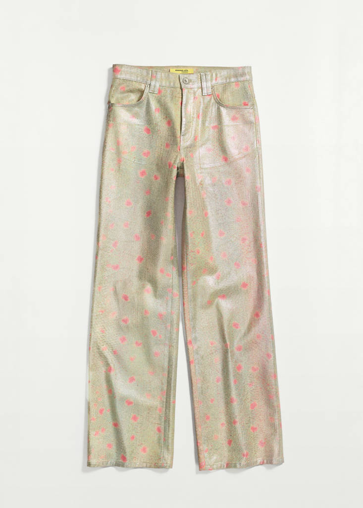 Foil-printed straight jeans — Silver