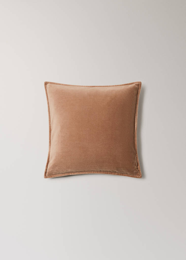Velvet cotton cushion cover 45x45 cm — Nude