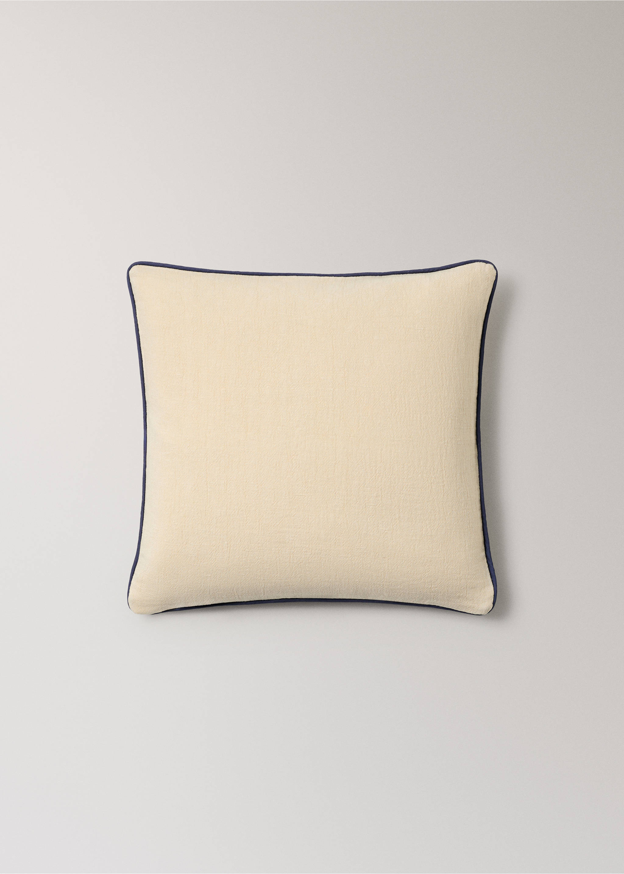 Embroidered linen cushion cover - Details of the article 3, Beige. Ref: 37001479-00.