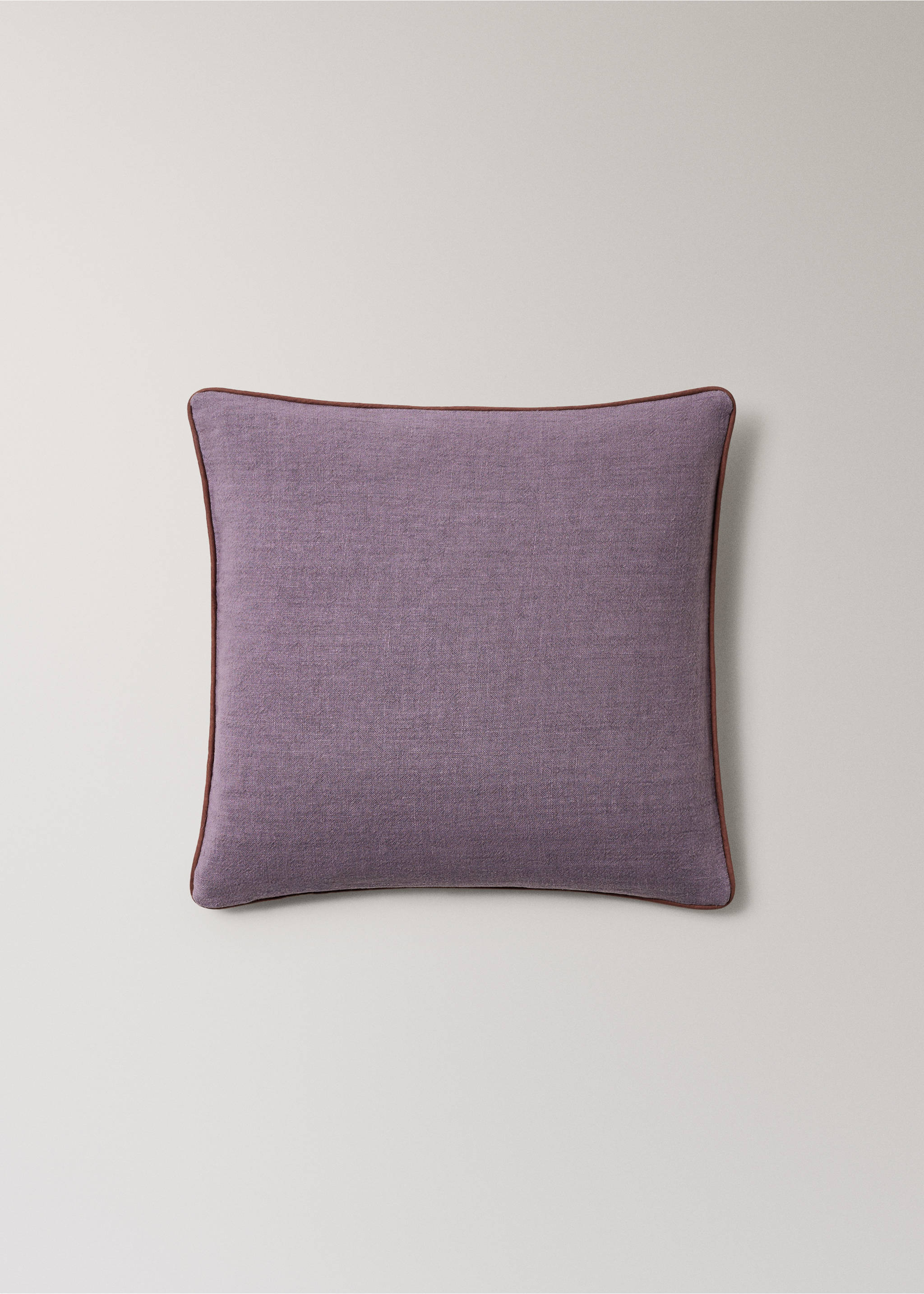 Embroidered linen cushion cover - Details of the article 3, Lavender. Ref: 37001479-00.