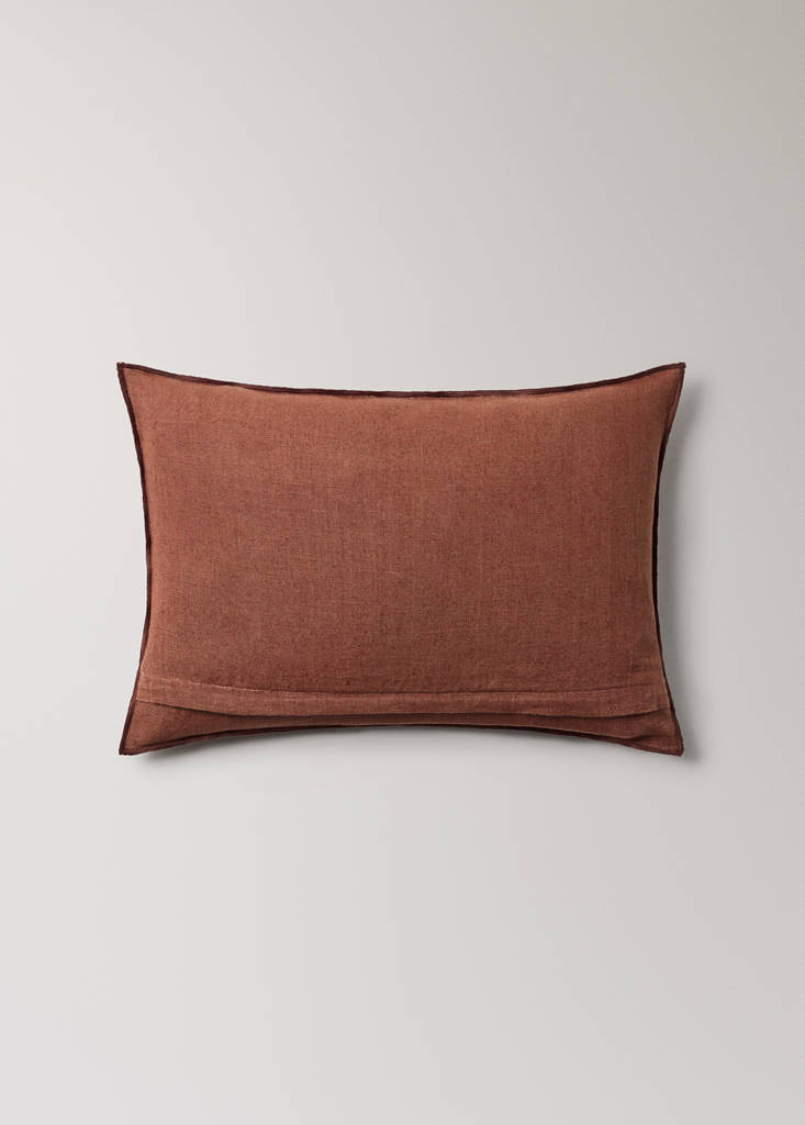 Two-tone linen cushion cover 30x50 cm — Burnt Orange